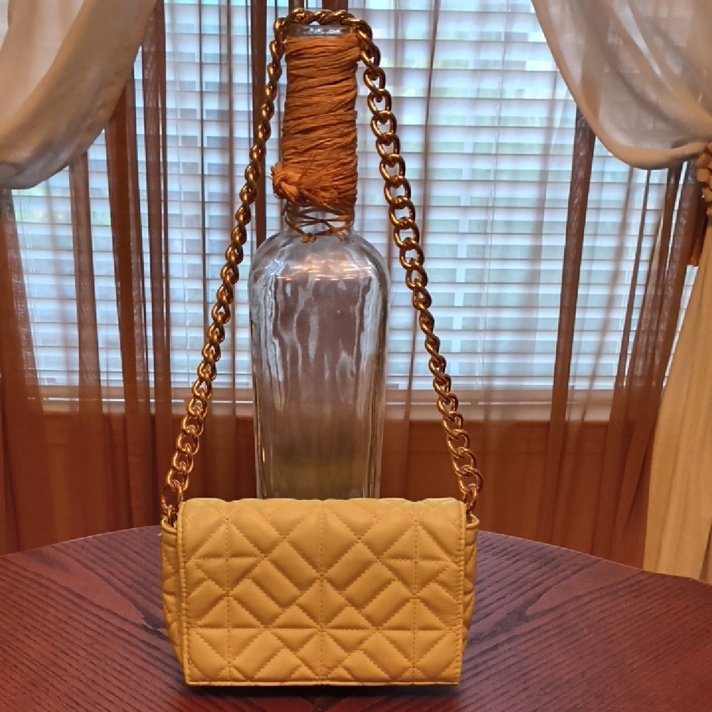 Yellow Quilted Chain Shoulder Bag